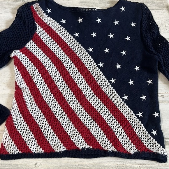 Norton Studio USA Flag Crochet Sweater Size PS. Patriotic - Picture 2 of 8